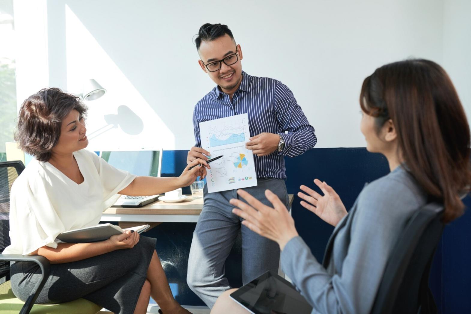 Analytics team working on client dashboard